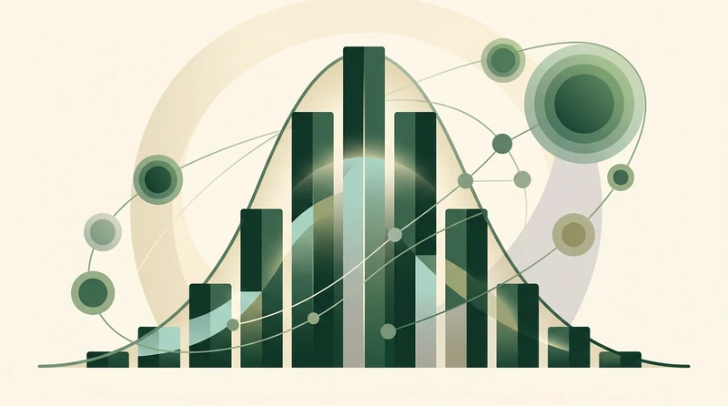 A bar chart of a binomial probability mass function peaking around its mean