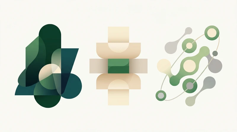 An abstract illustration of three differently sized shapes representing measures of center