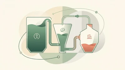 An abstract visual of liquid levels in three connected vessels representing degrees of liquidity