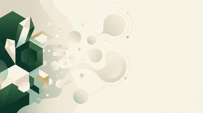 An abstract editorial pattern of pale dissolving particles and crisp crystal shapes in a clean composition