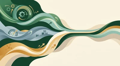 An abstract composition of three streams converging into one channel — operating, investing, and financing cash